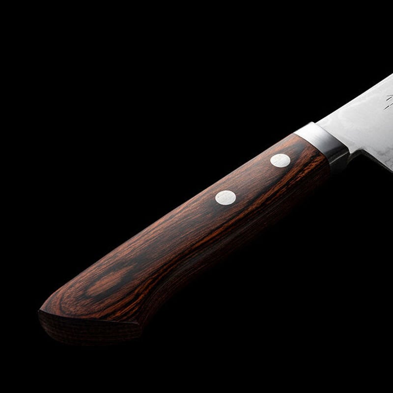 関の刃物 三徳包丁 180mm 伊勢屋治平 モリブデン マホガニー 両刃万能包丁