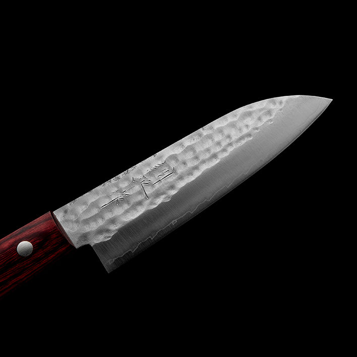 三徳包丁ステンレス　槌目波紋模様 約17cm 三徳包丁｜No.9｜VG1ステンレス 槌目 口金有 スコッチ | 越前打