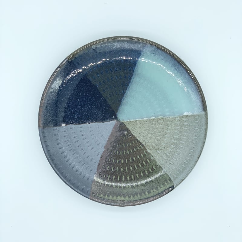 森喜窯 森山健治】 6色釉薬の飛び鉋皿 4.5寸 | amaoto