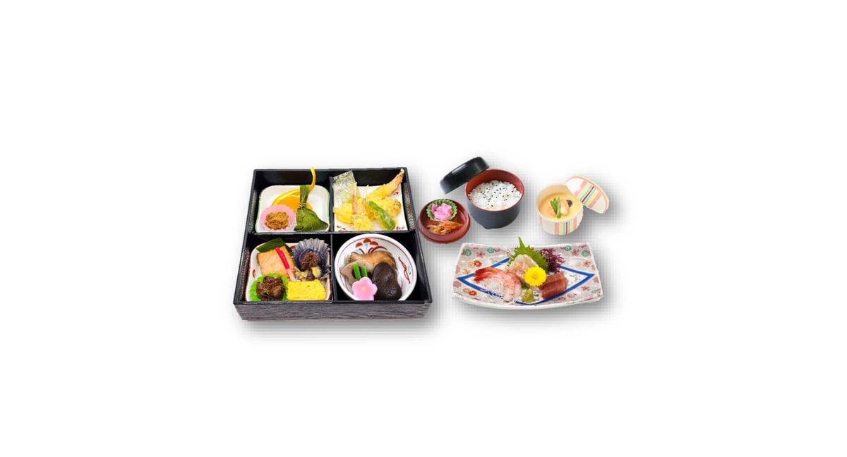 松花堂弁当（お刺身、茶わん蒸し付・回収容器） 4,320円 ※3日前までに 