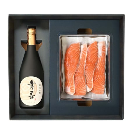 日本酒サーモンギフトセット　【1404】（サーモン味噌漬4切　青善オリジナル純米吟醸酒720㎖）