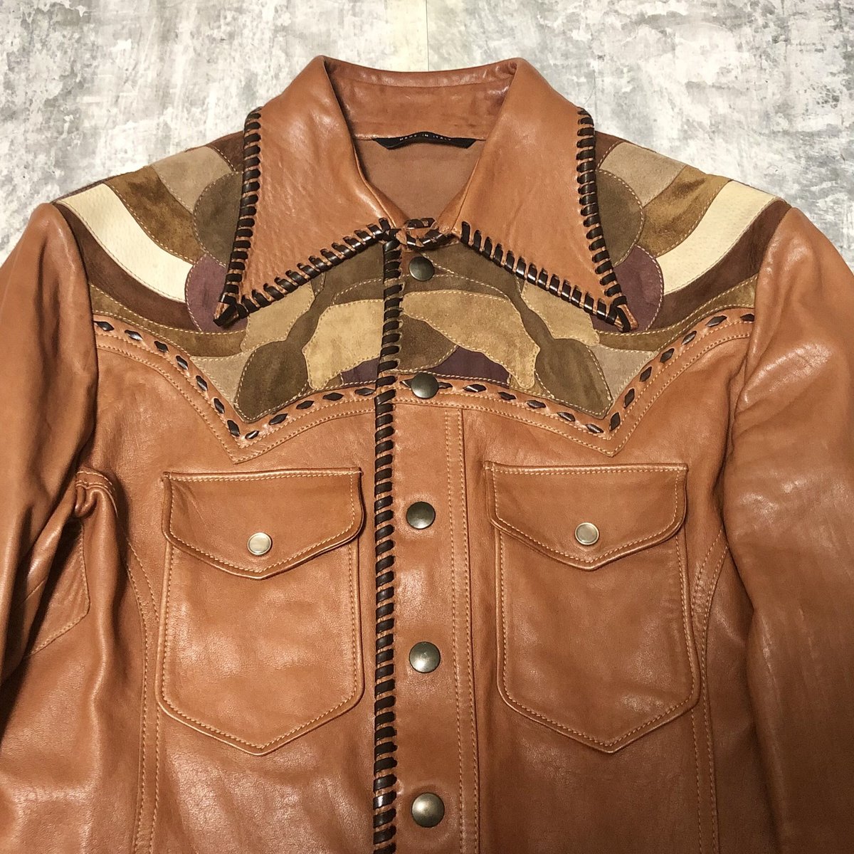 2004ss GUCCI by Tom Ford craft leather jacket |