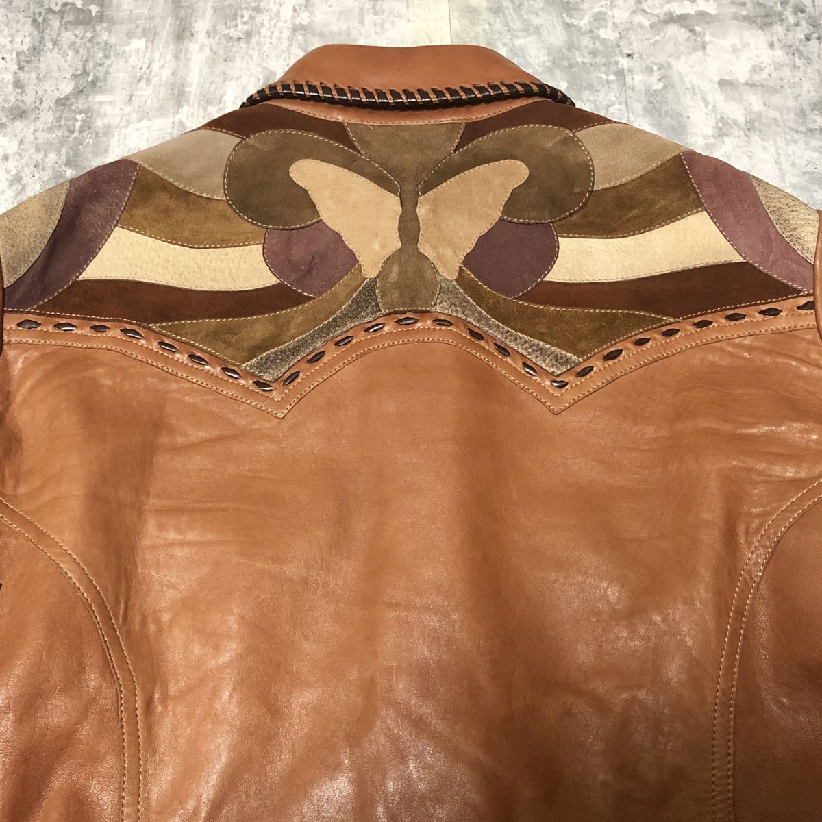 2004ss GUCCI by Tom Ford craft leather jacket |