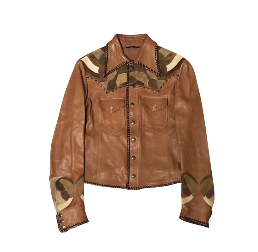 2004ss GUCCI by Tom Ford craft leather jacket |