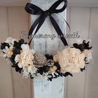 シャビーブルーのガーベラ♡ハーフリース　ブルーグレー　アンティーク調 アンティークブルーのシャビーシックリース | flower