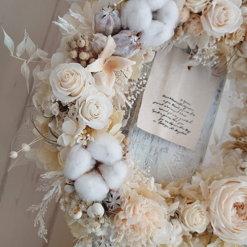 アンティークホワイトのシャビーシックリース | flower miscellaneous