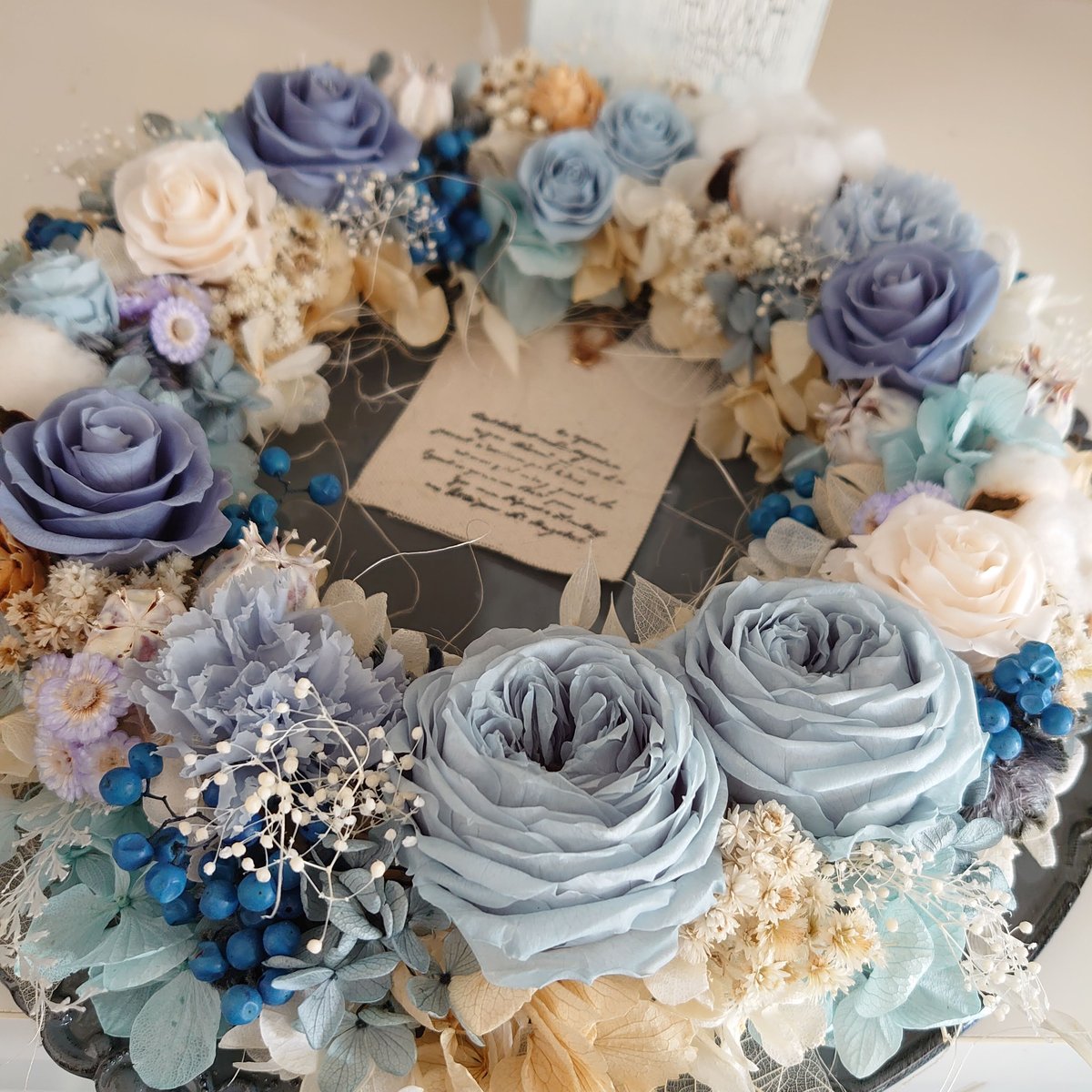 アンティークブルーのシャビーシックリース | flower miscellaneous goo