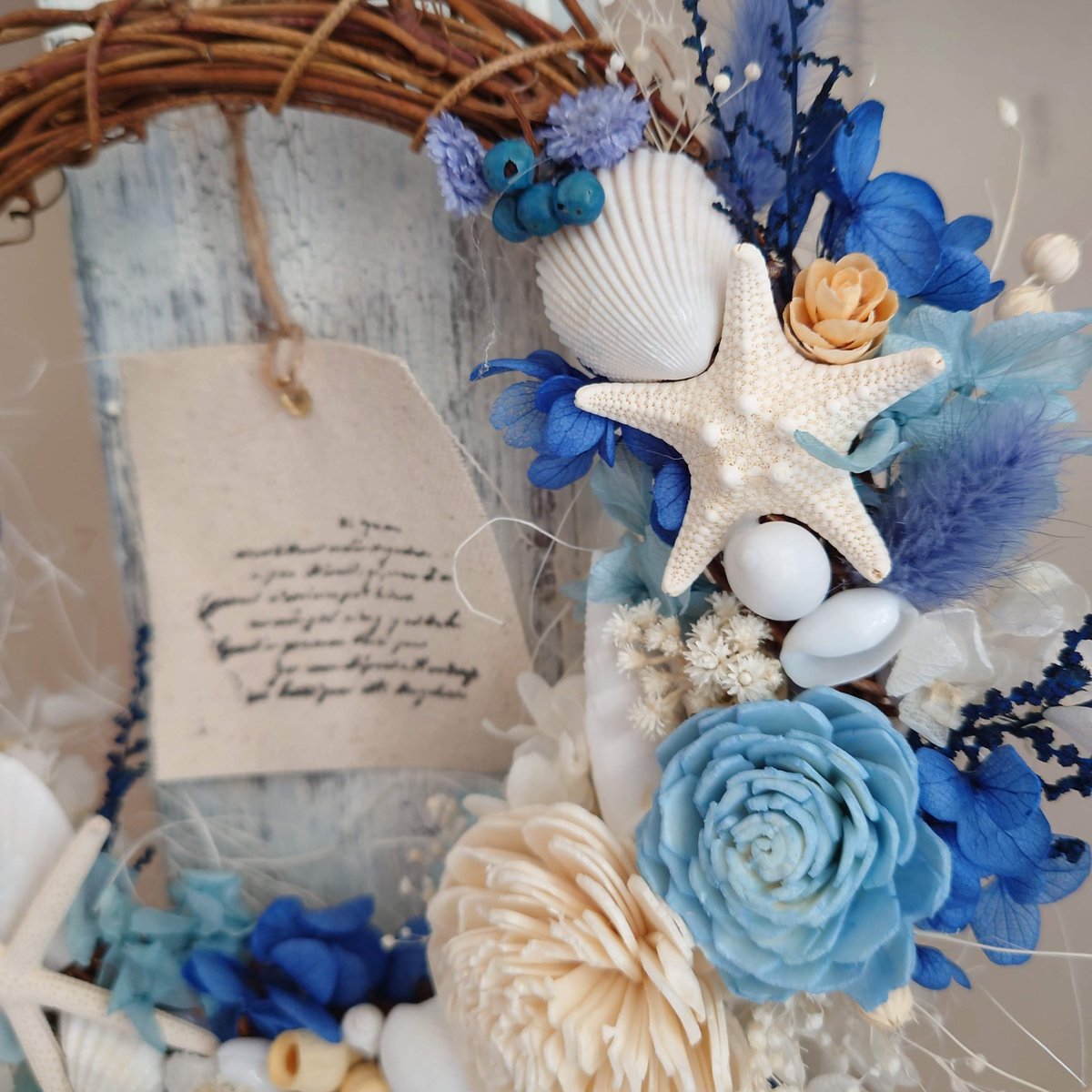 ◇サマーリース◇ナチュラルリース◇ベッチーズブルー ナチュラルリース /ブルーシェル | flower miscellaneous goods-M