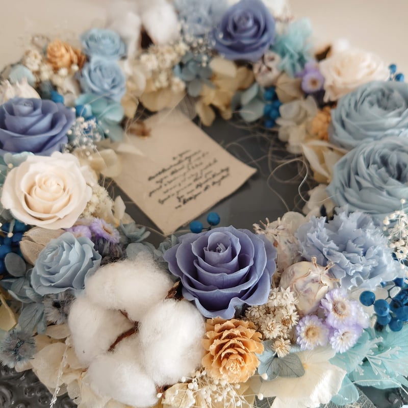 アンティークブルーのシャビーシックリース | flower miscellaneous goo