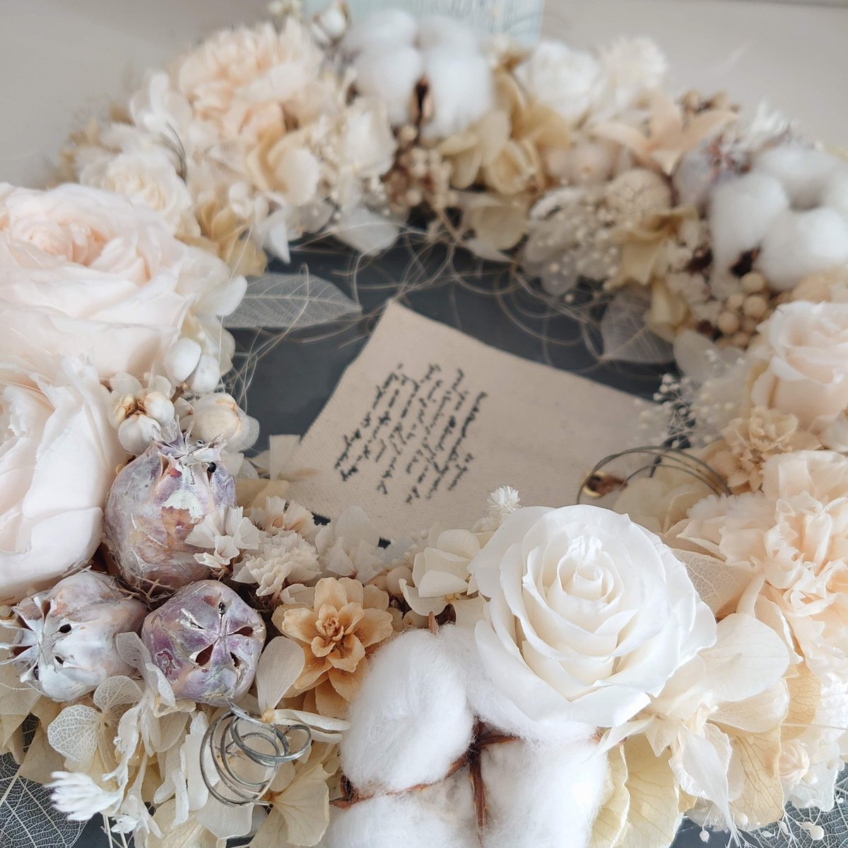 ドライフラワー リース シャビーシック ホワイト インテリア 雑貨 ドライフラワー ハーフリース シャビーシック ホワイト インテリア