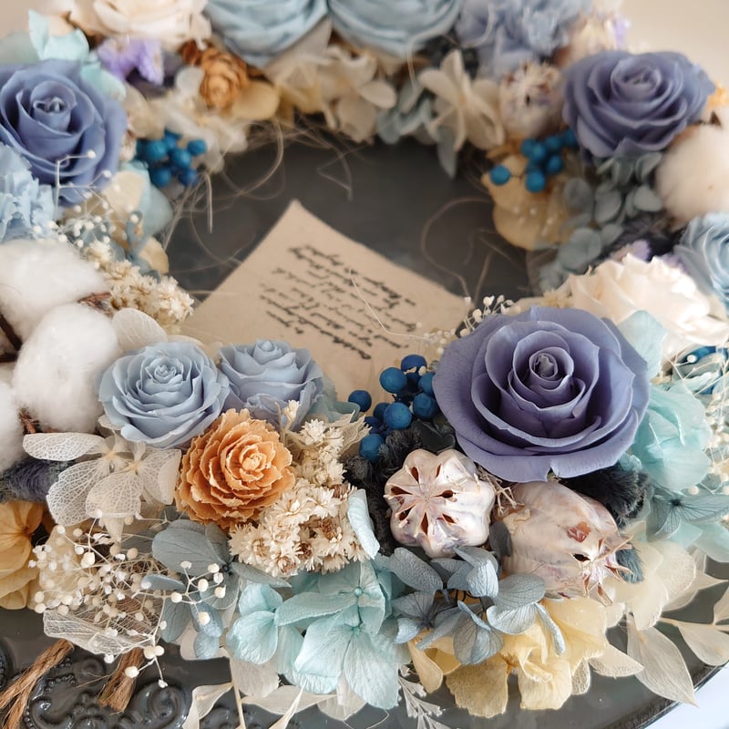 アンティークブルーのシャビーシックリース | flower