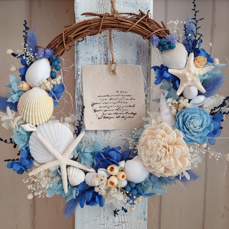 【おまとめ】ナチュラルリース ブルーシェル ナチュラルリース /ブルーシェル | flower miscellaneous goods-M