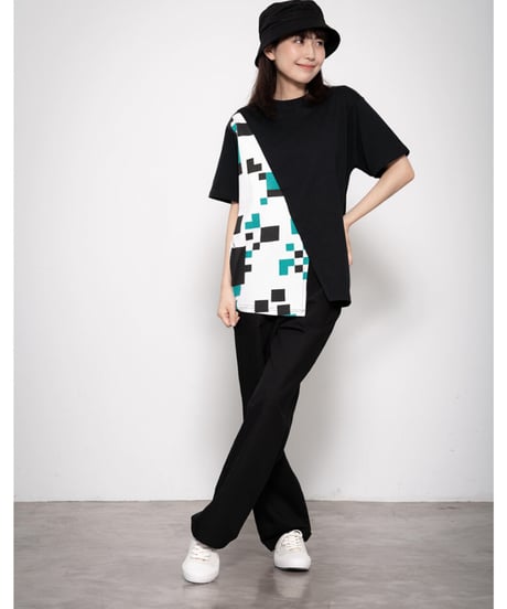 Switching Tee shirt BLK