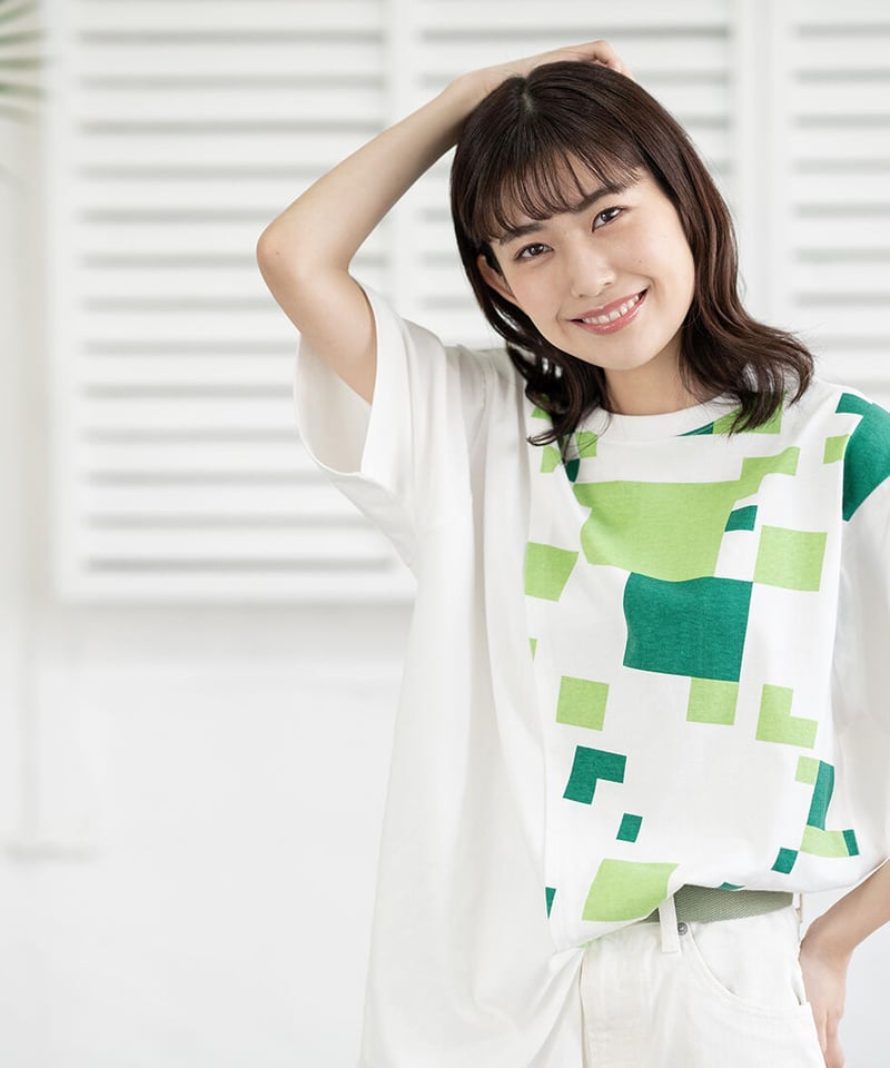 Switching Tee shirt WHT | MIDORI mirthful dozen