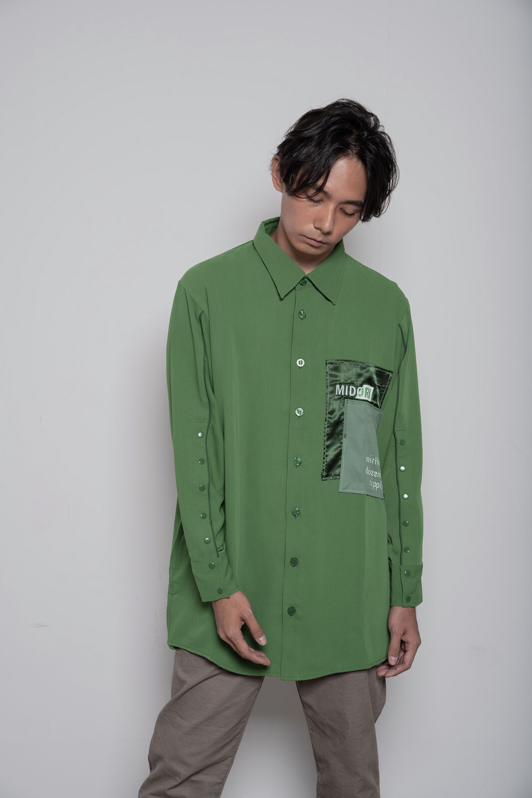 限定600着】Overlapping shirt GRN | MIDORI mirthful 限定600着】Overlapping shirt GRN | MIDORI mirthful