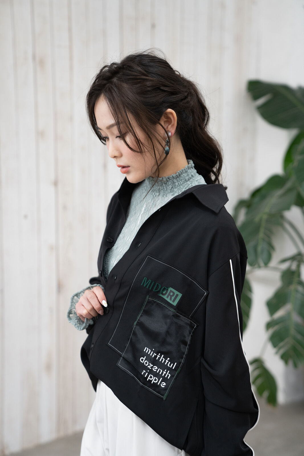 Overlapping shirt BLK | MIDORI mirthful dozenth
