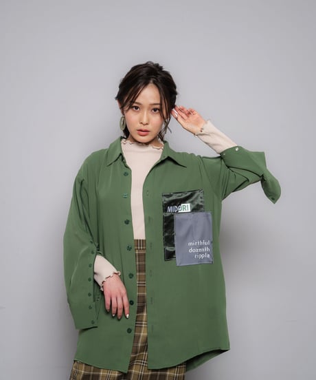 【限定600着】Overlapping shirt GRN