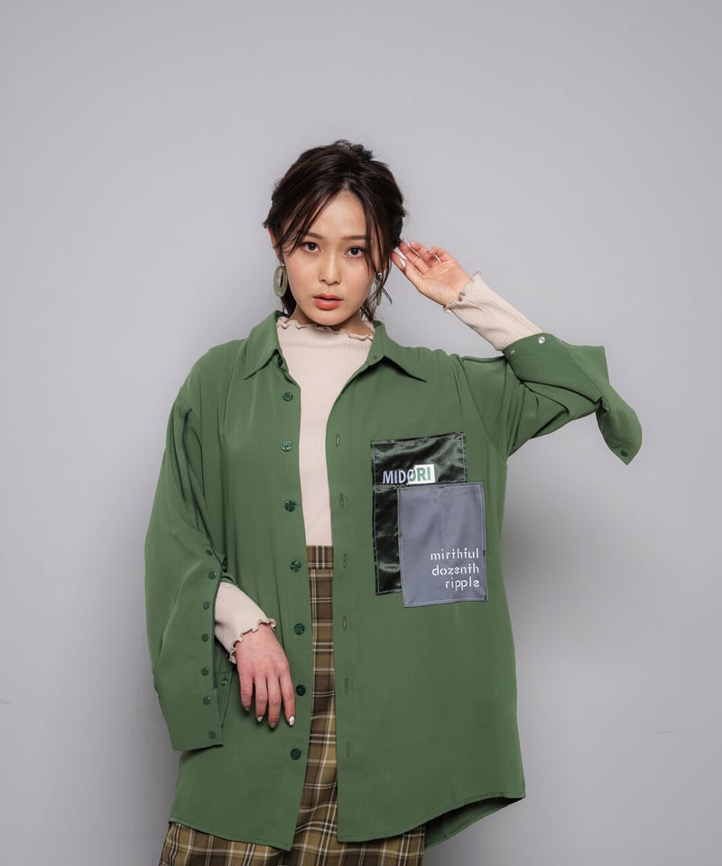 限定600着】Overlapping shirt GRN | MIDORI mirthful
