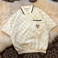 【 90s knit design polo shirt 】