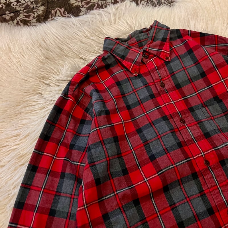 90s “LANDS'END” boro checked shirt 】 | Skelet