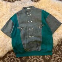 【 80s~ knit switching design linen shirt 】