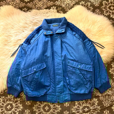 【 80s~ knit switching raglan sleeve nylon jacket 】