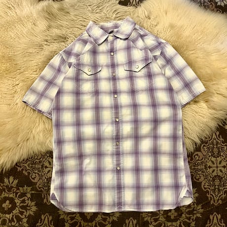 【 ombre check short sleeve western shirt 】