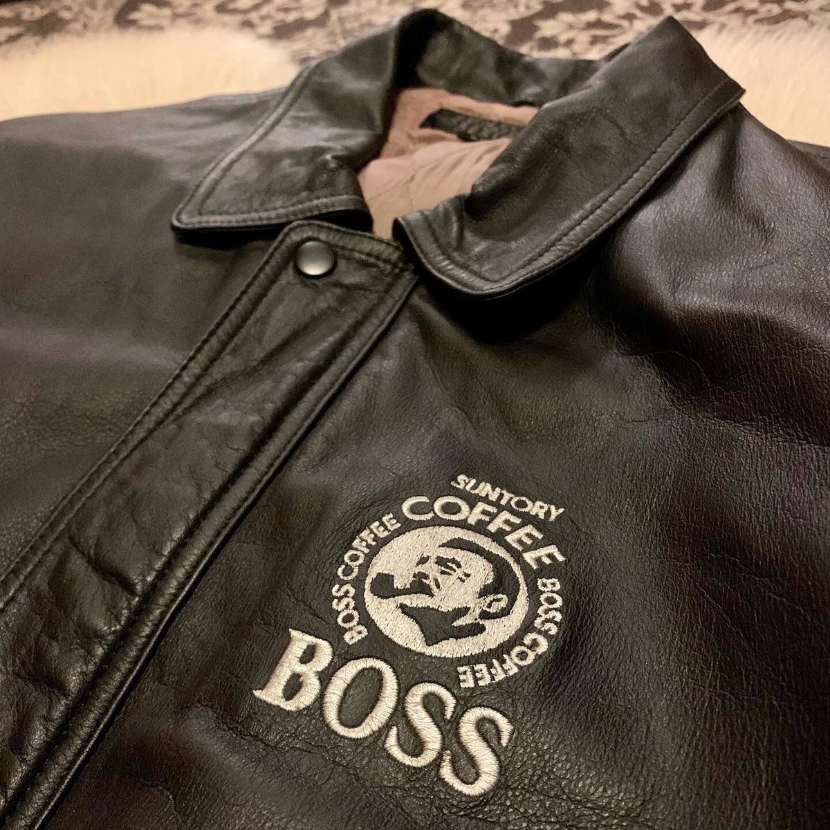 ゆ*け様 SUNTORY COFFEE BOSS レザージャケット LL SUNTORY BOSS” leather jacket 】 | Skeleton Lamp