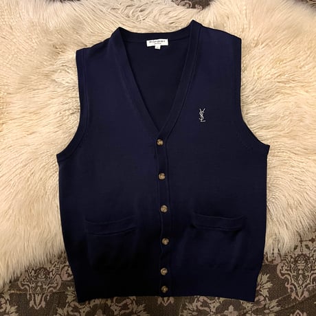 美品 イヴサンローラン ステッチ ボタン ニットジャケット ノーカラー レッド 美品 イヴサンローラン ステッチ ボタン ニットジャケット ノーカラー