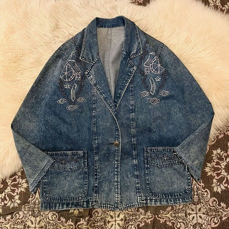 【 90s~ tailored denim jacket 】