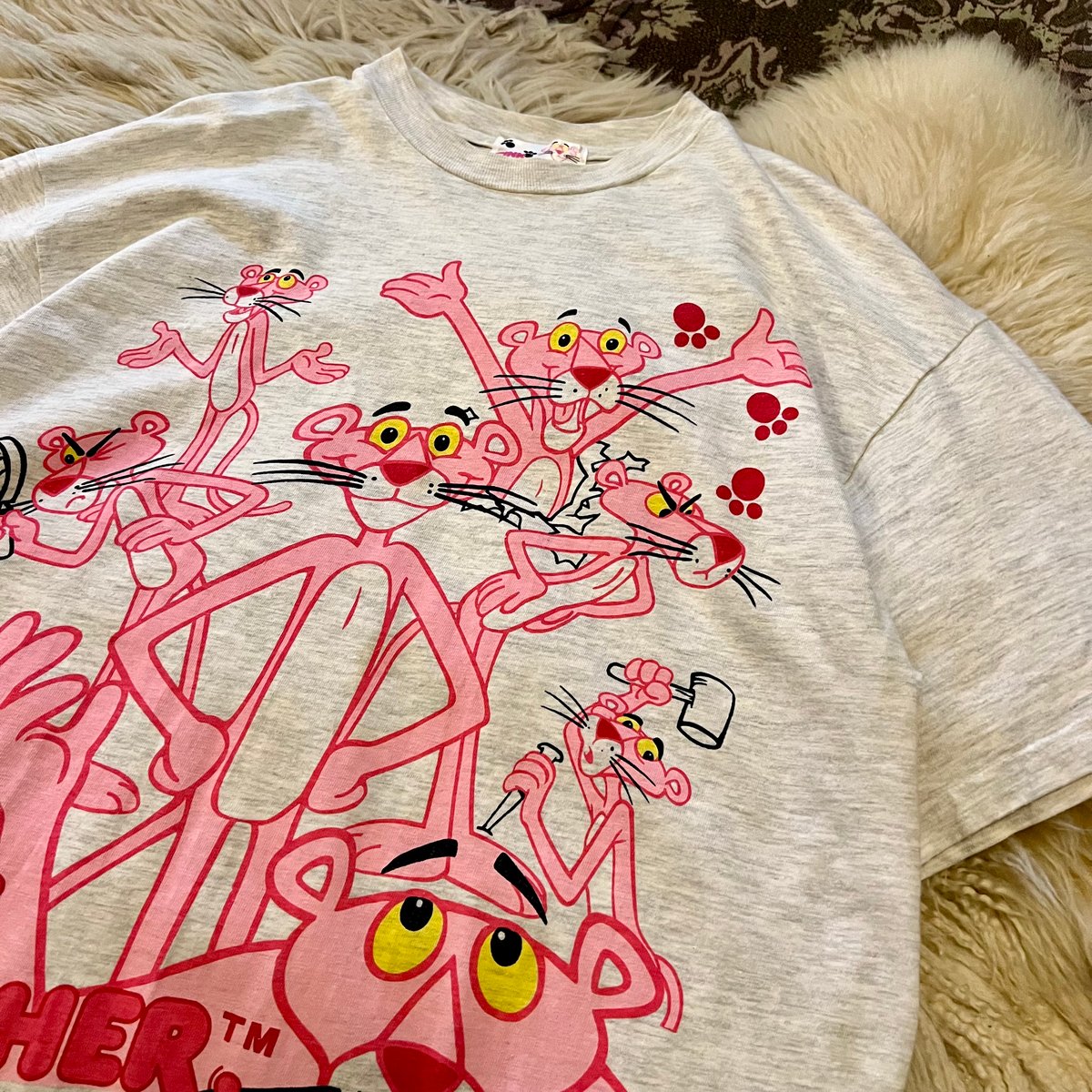 90s “PINK PANTHER” print t-shirt 】 | Skeleton