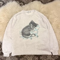 【 cat print sweat shirt 】