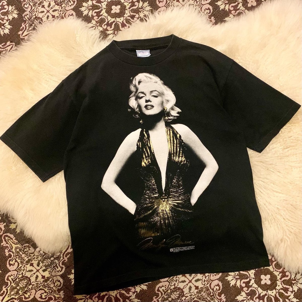 マリリンモンロー　Marilyn Monroe Tシャツ　80s 90s 80s MARILYN MONROEマリリンモンロー ラメ&染み込みプリント