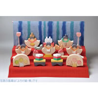 【ひな人形】銀杏びな三段飾り　特製垂幕『桜』