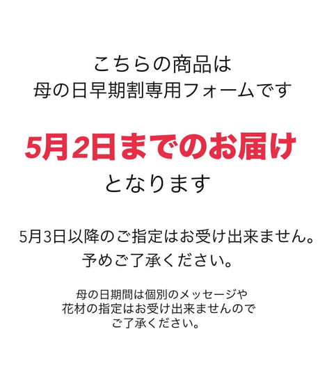＊5月2日までのお届け＊【母の日早期お届け割】　おまかせアレンジM