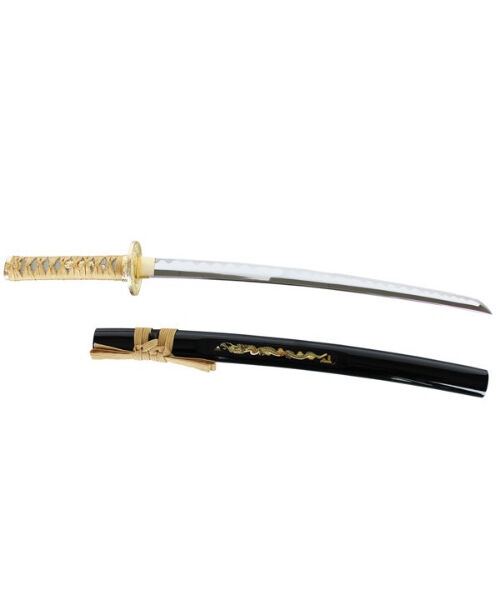 【美品】金龙武士 模造刀 全長103cm 重ね打刀 鑑賞用 金具彫刻 珍珠魚皮柄 彫金 龍金刀 | マキノ玉森堂