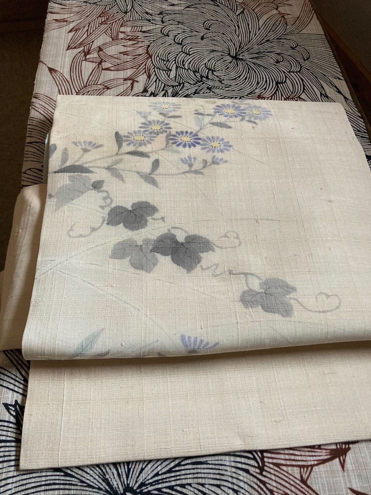 名古屋帯 生紬ミヤコワスレの柄 | 野の草