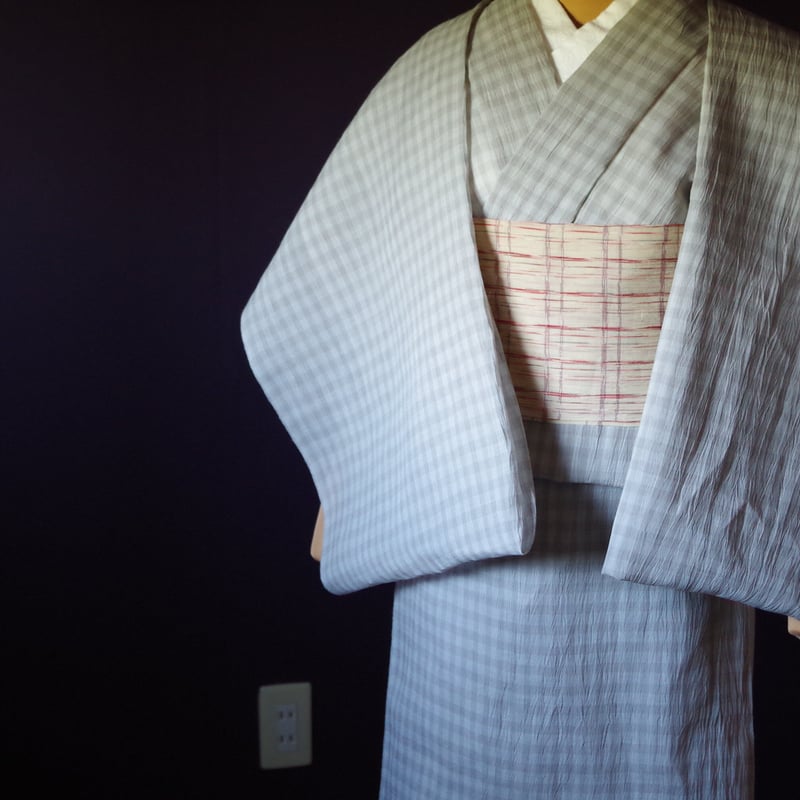 反物 小千谷縮 格子 ねずみ色 | 野の草 反物 小千谷縮 格子 ねずみ色 | 野の草
