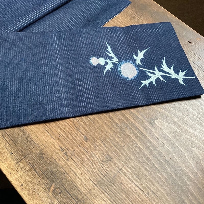 名古屋帯 絽にあざみ模様x変り菱つなぎ | 野の草