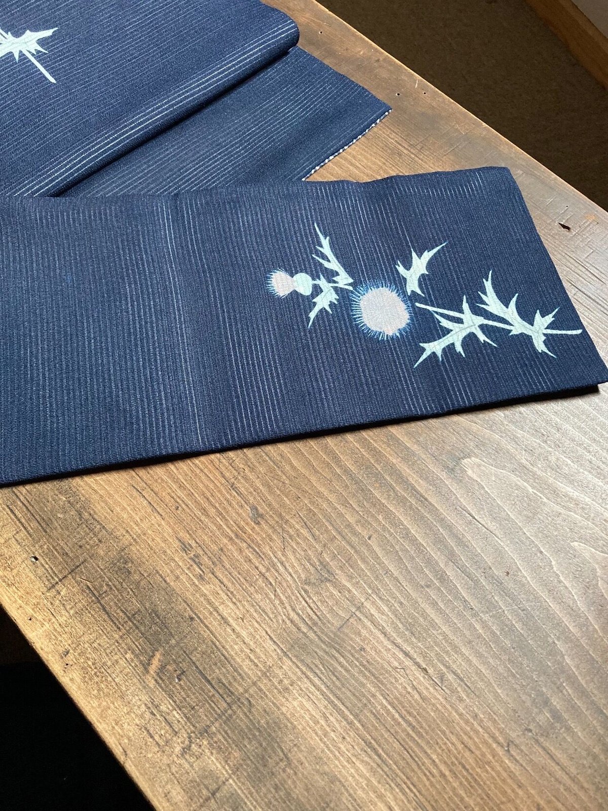 名古屋帯 絽にあざみ模様x変り菱つなぎ | 野の草