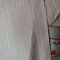 反物　丹後木綿　薄茶地グレーやたら縞