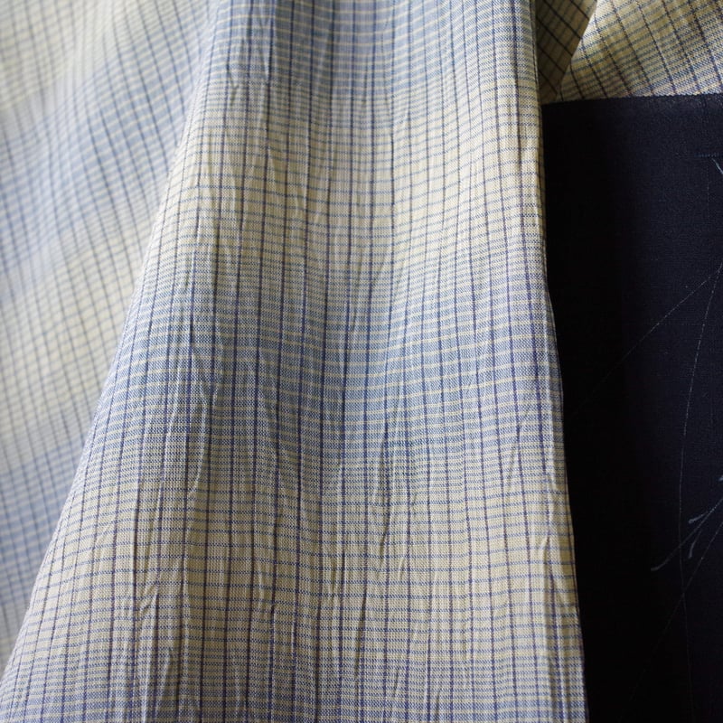 反物 小千谷縮 横段暈し 黄x青 | 野の草