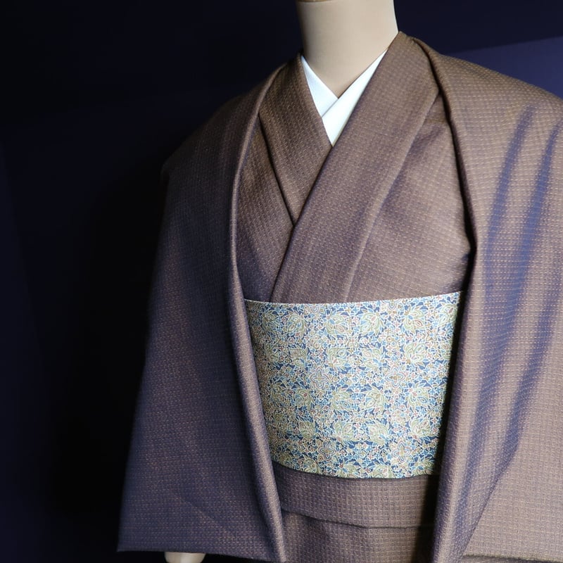 半幅帯 渋い色合いの更紗紬 | 野の草