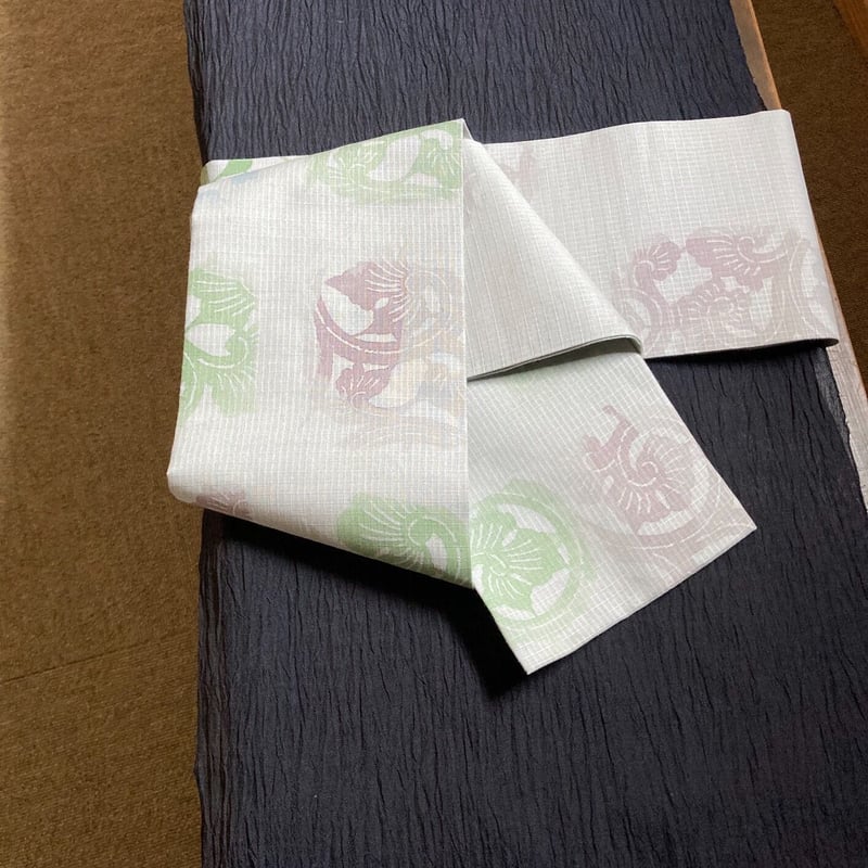 半幅帯 綿麻紅梅越後型型染 | 野の草