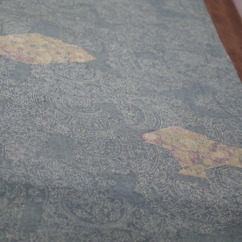 結城紬　焦げ茶×グレー×青灰色 結城紬焦げ茶×グレー×青灰色