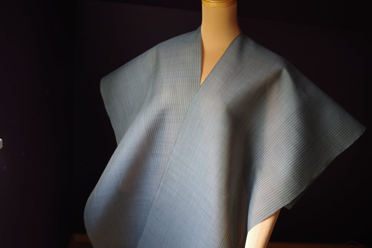 反物 能登上布 青鈍色光陰縞 | 野の草