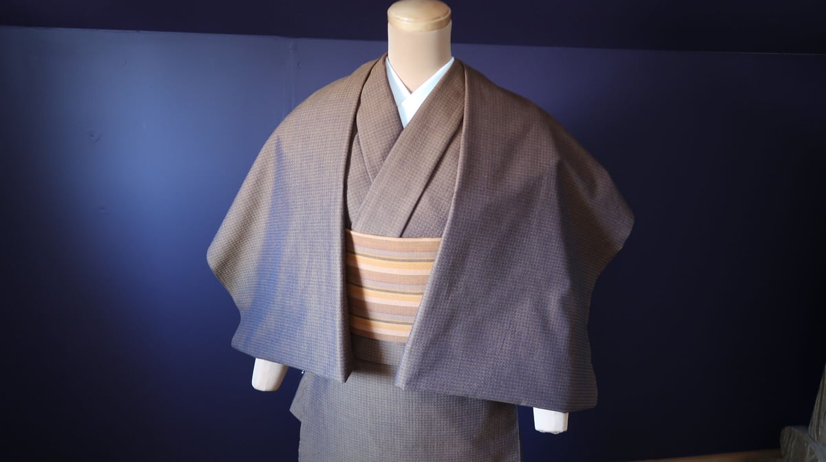 半幅帯 久留米絣 金茶のぼかし縞 | 野の草