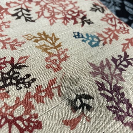 半幅帯　きなり地にしのぶ草の型染