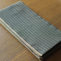 半幅帯　桑染色に黒の縞x海松色に黒の縞