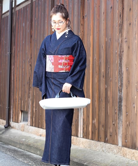 〈和男師〉京都西陣織 帯ベルト（半巾）バティックピンク柄